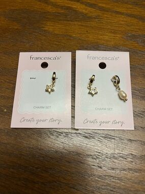 Francesca's Collections Gold Star and Pearl Charm - Set of 3 Total Charms
